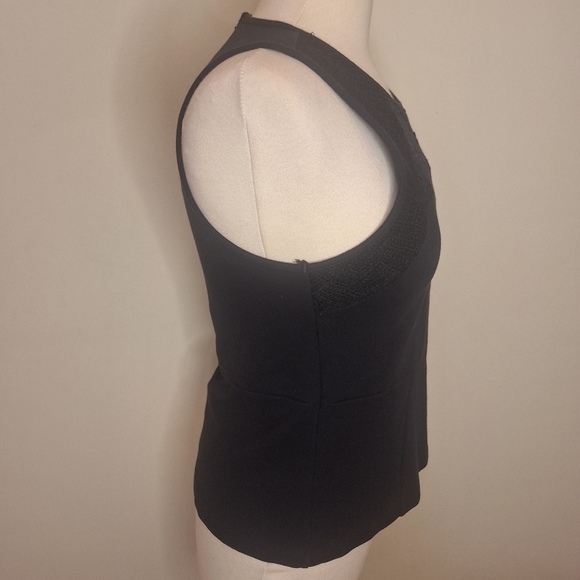 J. Crew Ponte Knit Peplum Crochet Detail Tank Black Size Small - Picture 6 of 10